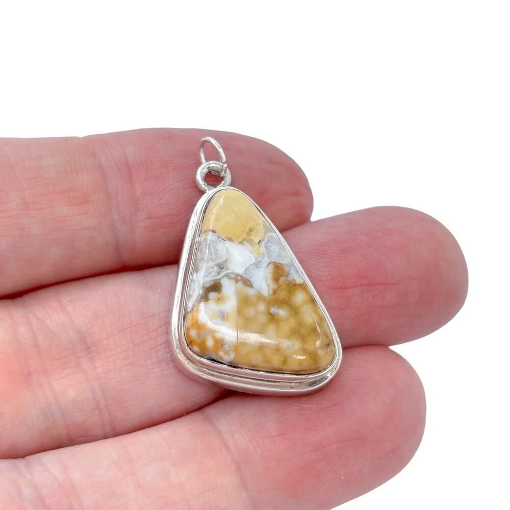 Vintage Sterling Silver 925 Ocean Jasper Pendant